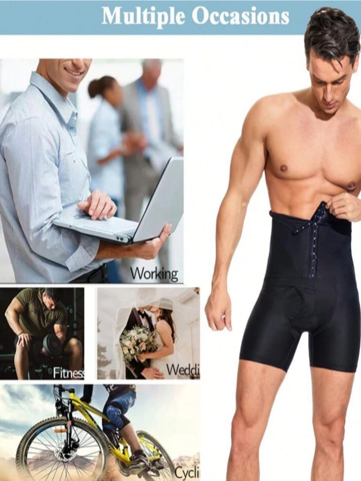 Men's High-Waist Compression Shapewear Shorts – Waist Trainer Body Shaper Underwear